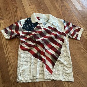 American Summer Clothing Co. Patriotic Short Sleeve Polo Shirt  Size M